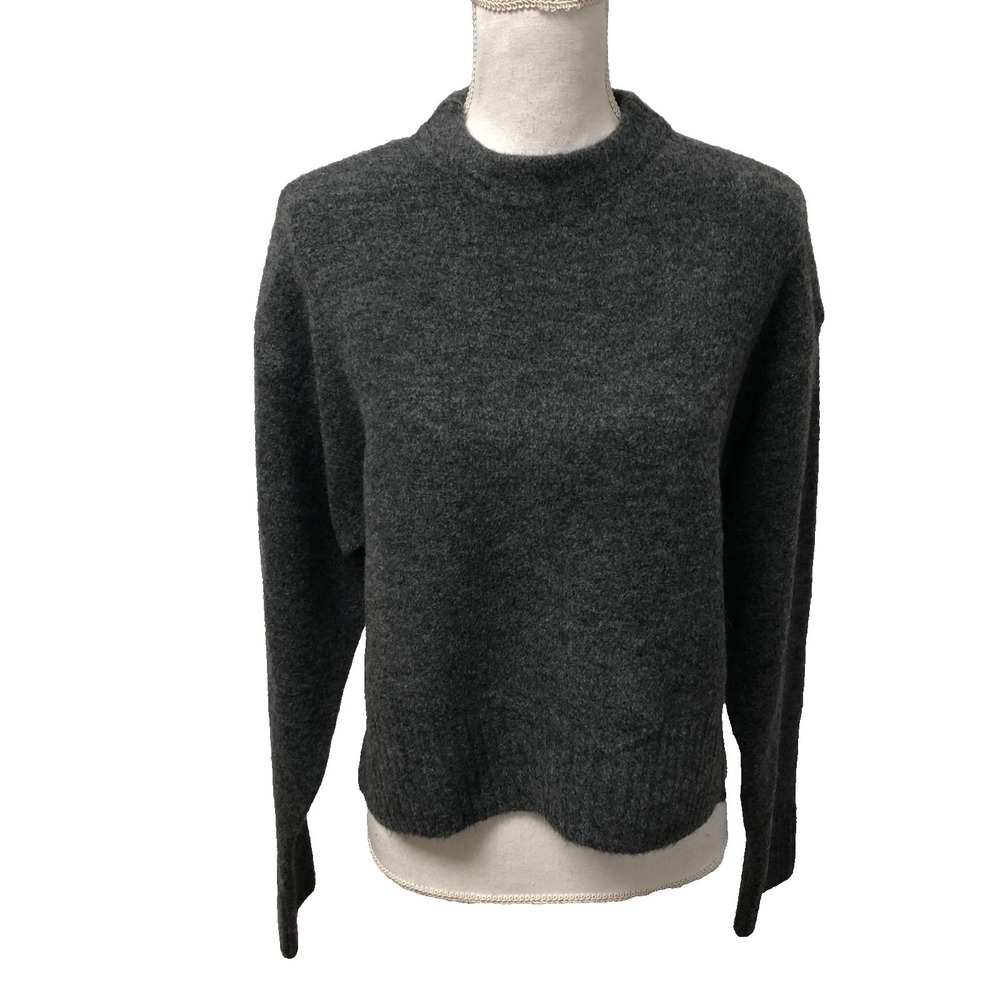 Zara Sweater Jumper Womens Large Gray Mock Neck Classic Minimalist Pullover New